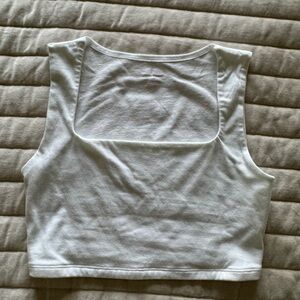 NBW white square neck crop top